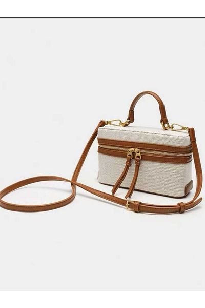 La Saade Casa Natura Terra Box- Beige Tweed Hand and Arm Bag