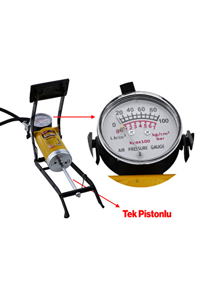 NZB Ayak Tipi Pompa Tekli Teker Araç Bisiklet Top Bot Lastik Şambrel Şişirme Pompası Tek Pistonlu 1 Adet