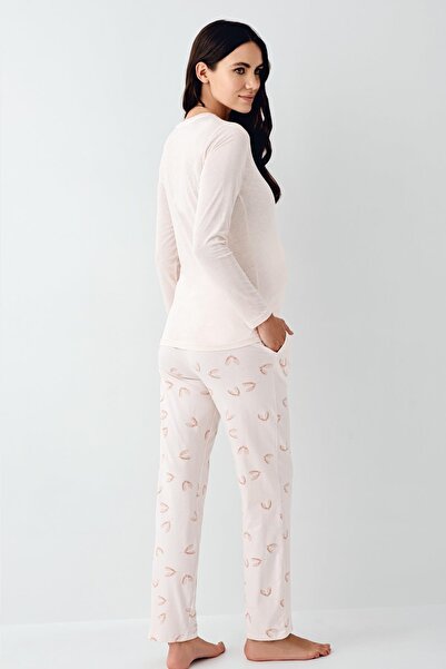 Pierre Cardin Kadın %50 Modal %50 Pamuklu Toz Pembe Lohusa Pijama Takım