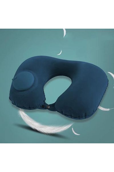 Choice Derk Blue-A U-Shaped Inflatable Travel Pillow Portable Air Neck Support Cushion Comfortable Sleeping