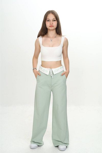 Asortik Kids Girl's 100% Cotton Garnished Trousers