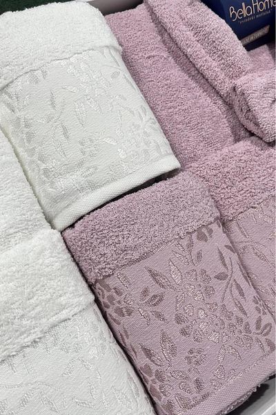 Çeyiz Diyarı Set halate de baie pentru familie Platinum Jacquard 10 piese Crem Prune