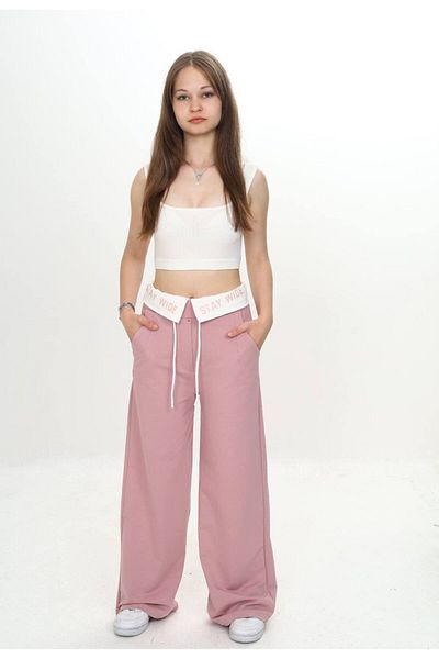 Joui Co Girl's 100% Cotton Garnished Trousers-291