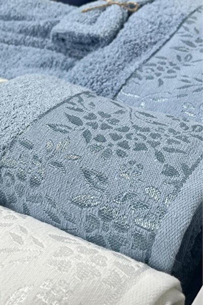 Çeyiz Diyarı Σετ οικογενειακής ρόμπας Platinum Jacquard 10 τεμαχίων Κρεμ μπλε