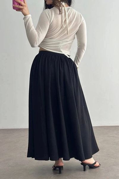 KAZAX Pocketed linen skirt black kz24