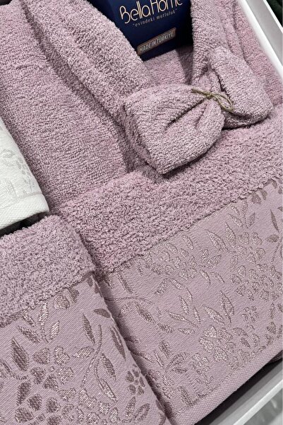 Çeyiz Diyarı Σετ οικογενειακής ρόμπας Platinum Jacquard 10 τεμαχίων Κρέμα δαμάσκηνο