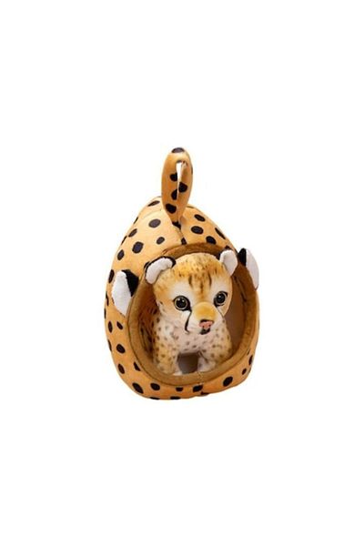 OEM Plush Cheetah with Basket, Dark Yellow, 18 cm
