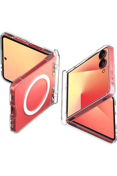 Spigen جراب Ultra Hybrid Pro MagFit لهاتف Galaxy Z Flip 7 متوافق مع MagSafe - أبيض شفاف