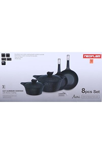 NEOFLAM Aeni Cooking Set, 8 Pieces Set, Black Marble Color