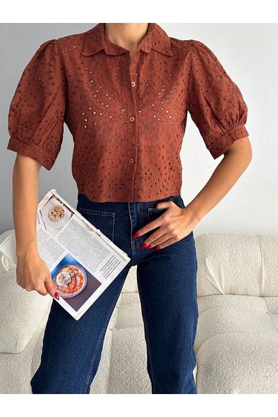 Işıltı kidss Brocade crop shirt s1023