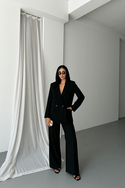 GALAVİP Oversized Double-Breasted Jacket & Wide-Leg Pants Women's Two-Piece Set – Office & Cocktail Chic (S‑M‑L)