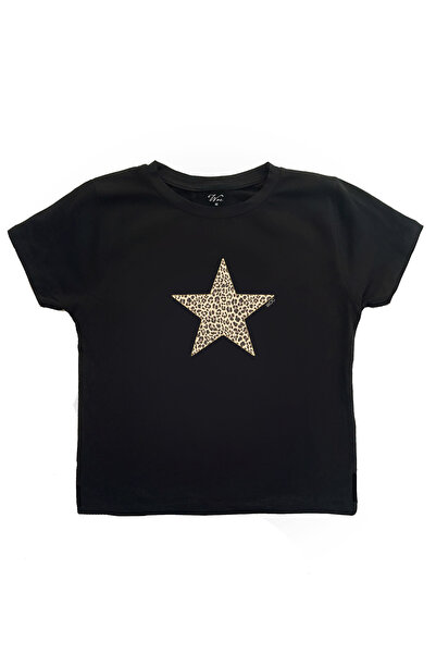 StartMore تي شيرت نسائي قصير بطبعة نجمة على شكل الفهد