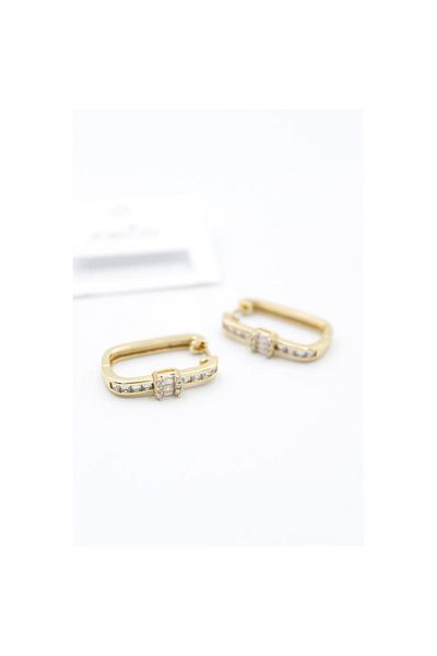SepetBudur Rectangular Jewelled Earrings - Gold