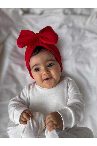 VANİLLİA Baby Double Layer Bow Baby Bonnet & Bandana