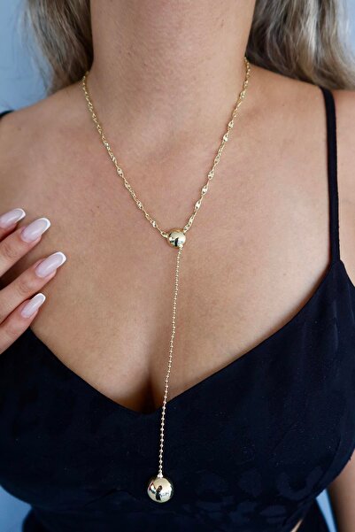 TAKIŞTIR قلادة على شكل حرف Y باللون الذهبي