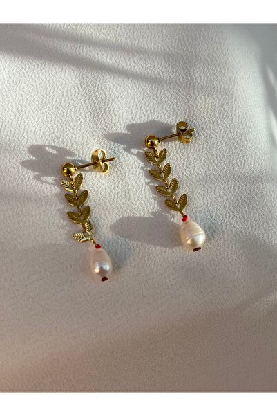 Yubi Başak Figür Paslanmaz Çelik Ucu Tatlısu İncisi Küpe