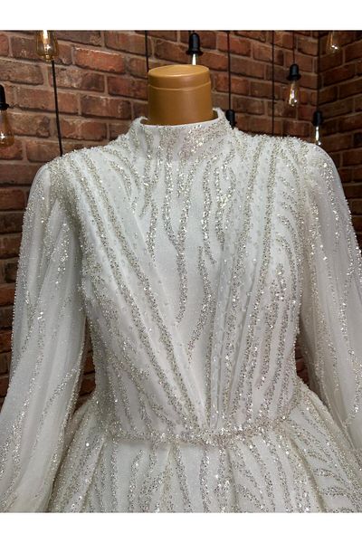 RENGARENG Plus Size Tetture Bridal Dress