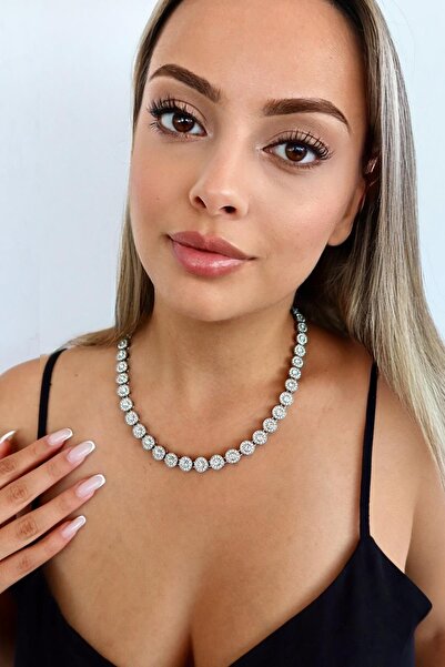 TAKIŞTIR Silver Color Stone Detailed Vip Design Necklace