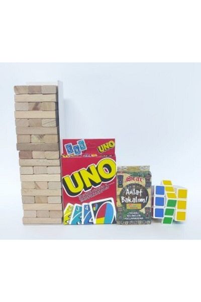 Brother Toys 54 Piece Balance Game - 108 Card Uno - 55 Card Tell Me Cards - Intelligence Cube Set of 4