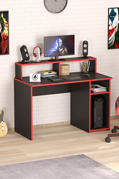 OlcayAksesuar Oyuncu Masası Gamer Model Çalışma Masası Siyah-Kırmızı Model