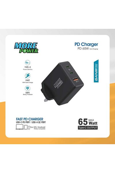leon Mor Power Home Charger 65W with PD and USB Ports