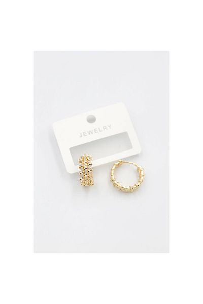 SepetBudur Jewelled Hoop Earrings - Gold