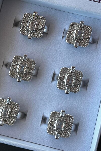 TAKIŞTIR Silver Color Stone Detailed Adjustable Ysx Ring