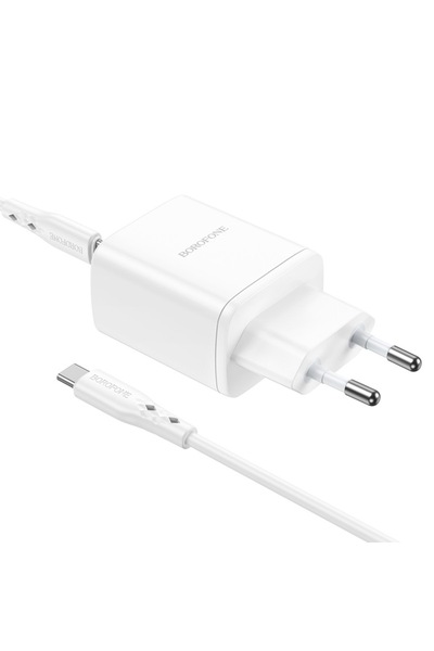 Borofone QC 3.0 BN9 Reacher PD 35W 2 x Cablu USB-C + Tip C Inclus (PD/PPS/QC/AFC/FCP) - Alb