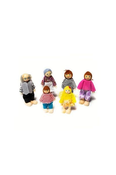 OEM Set 6 figurine, Familie, Lemn, Multicolor, 11 cm
