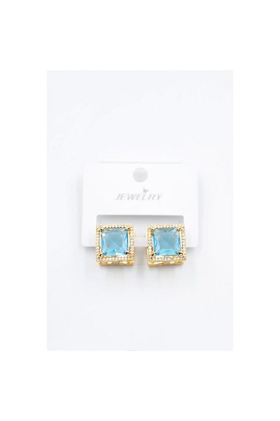 SepetBudur Square Jewelled Earrings - Turquoise