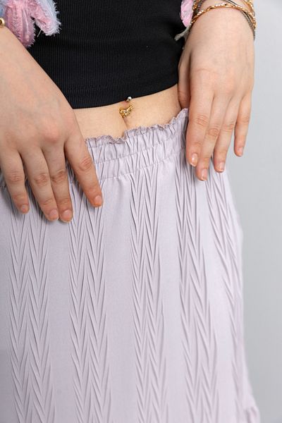 TUĞBA ERGÜL Women's Patterned Pleated Linen Skirt