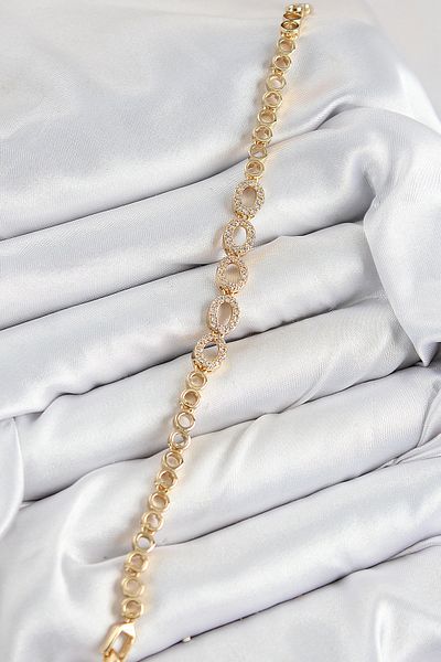 callerrons accessories Brass Zircon Stone Oval Model Gold Color Women's Bracelet - Ebj250726W36811