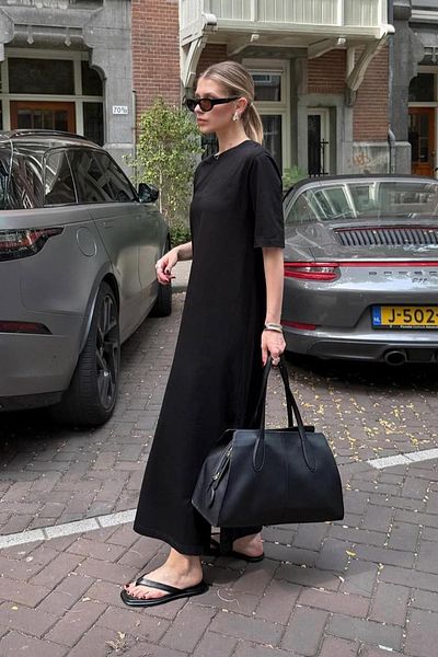 Madmext Black Basic Slit Women's Dress Mg2523