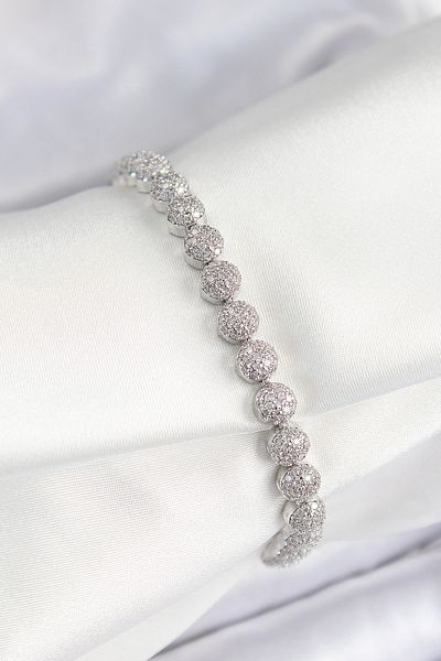 callerrons accessories Brass Zircon Stone Half Cuff Model Silver Color Vip Series Women's Bracelet - Ebj250726W36775