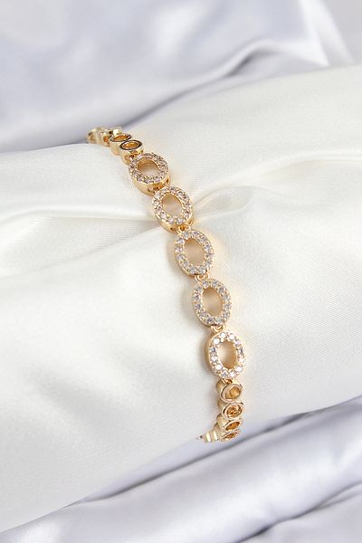 callerrons accessories Brass Zircon Stone Oval Model Gold Color Women's Bracelet - Ebj250726W36811