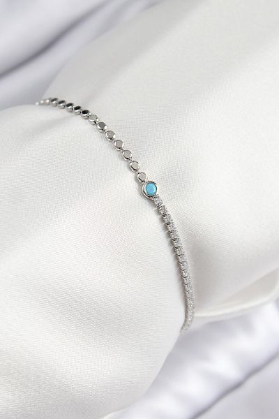 callerrons accessories Brass Zircon Stone Bead Model Crush Chain Silver Color Women's Bracelet - Ebj250726W36900