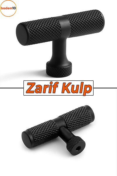 Badem10 Martin Black Metal Single Screw Handle Button Furniture Drawer Kitchen Cabinet Cupboard Modern Cover Handles