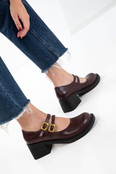 SOHO Pantofi clasici cu toc de damă roșu Claret 20775