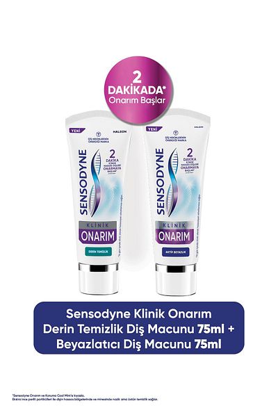 Sensodyne Clinic Repair Deep Cleansing Toothpaste 75ml + Whitening Toothpaste 75ml