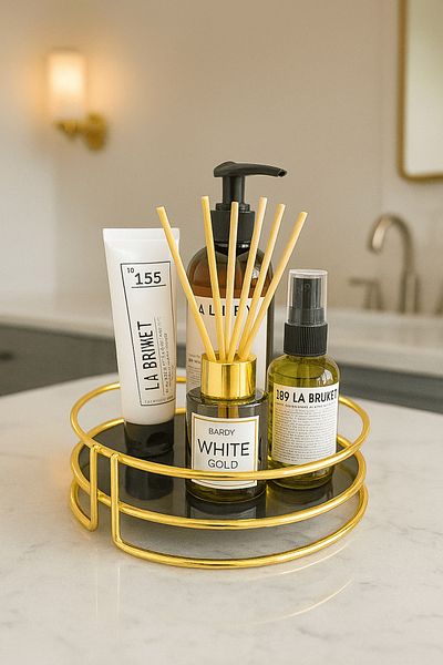 Sas Haus Gold Single Tier Cosmetic, Jewelry Organizer - Multipurpose Serving, Presentation Tray, Treat Organizer