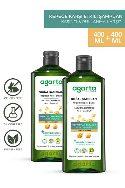 Agarta 2 Natural Anti-Dandruff Shampoo 400 ml (Vegan, Sale-Free)