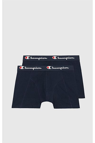 Champion Herren Boxershorts, 2er Pack - Baumwolle, Logobund, einfarbig