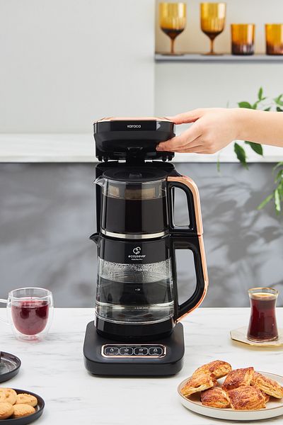 Karaca Robotea Pro 4 in 1 Talking Glass Tea Maker Black Copper