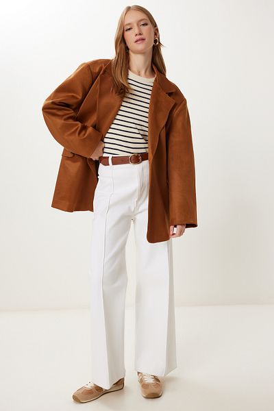 Happiness İstanbul Γυναικείο Ταμπά Oversize Premium Σουέντ Μπουφάν KT00016