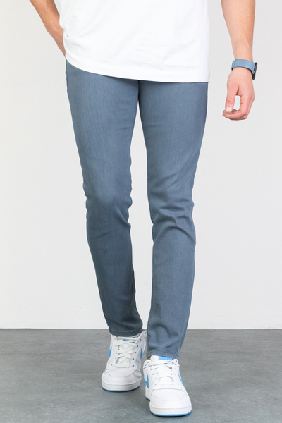 HLT JEANS Erkek Mavi Slim Fit Taşlamalı Likralı Esnek Kot Pantolon Hlthe001946