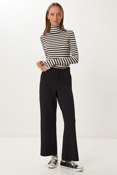 Happiness İstanbul Women's Black Pocket Stretch Knitted Trousers Ub00458