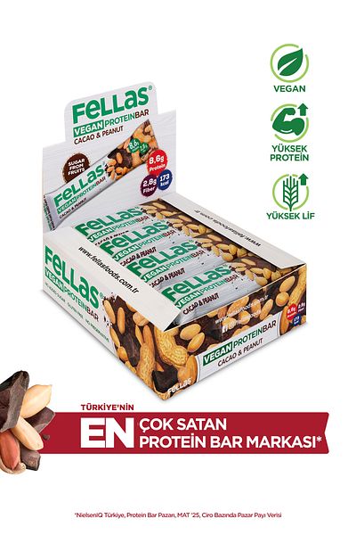 Fellas Vegan Protein Bar - Peanuts and Cocoa 40g X 12 Pieces