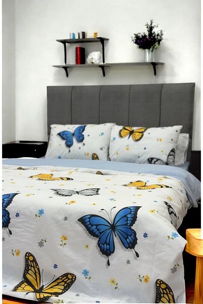 Faiend Cotton Double Duvet Cover Set with Fade-Resistant Anti-Fluffy Fitted Sheets