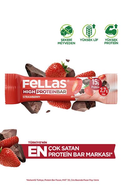 Fellas Strawberry Patterned High Protein Bar - 45Gr X 12 Pieces