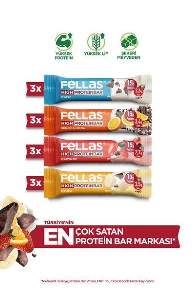 Fellas 45g High Protein Bar - Mixed Box 12 Pieces (4 Pieces)